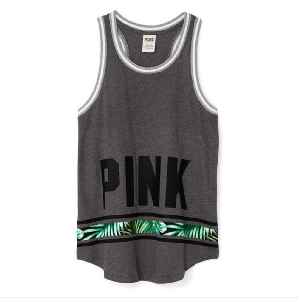 PINK Victoria’s Secret Gray Racerback Tank Top